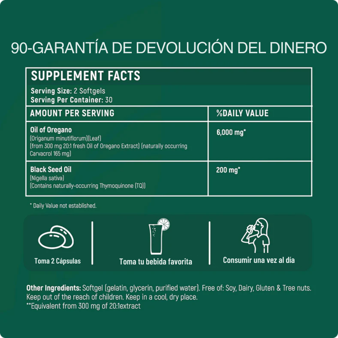 Cápsulas blandas de aceite de orégano - Siente la diferencia en 14 días